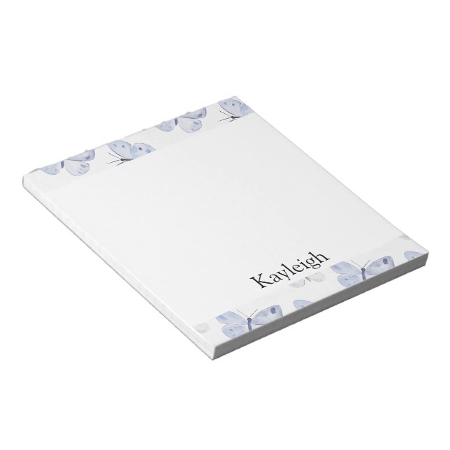 Girly Purple Lavender Butterflies Notepad (Angled)