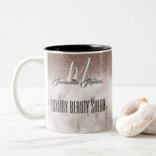 Girly Purple Marbled Glittery Luxury Beauty Salon Two-Tone Coffee Mug