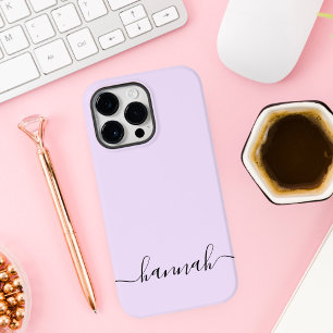 Girly Purple Monogram Modern Script Personalised Case-Mate iPhone 14 Pro Max Case