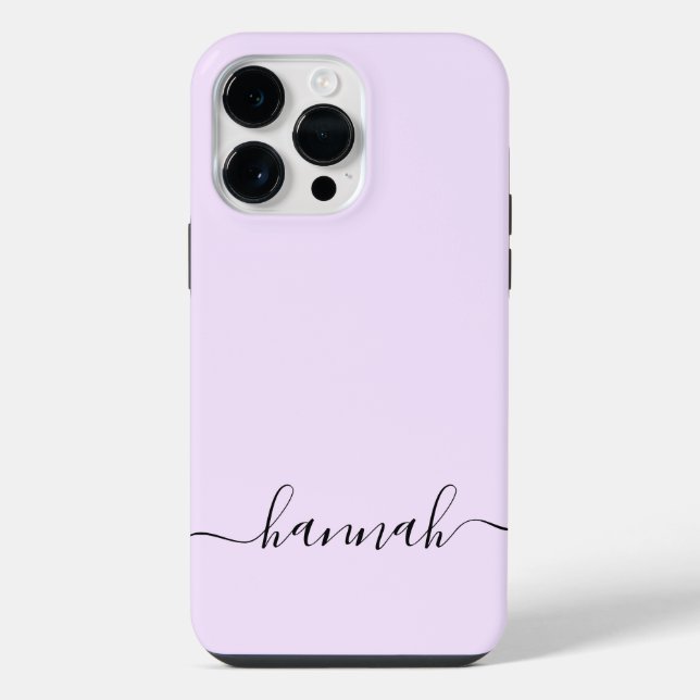 Girly Purple Monogram Modern Script Personalised iPhone Case (Back)