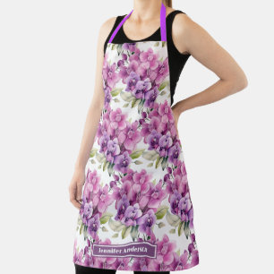 Girly Purple Orchid Floral  Apron