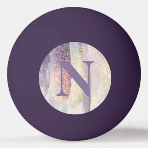 Girly purple pink glitter sparkle initial monogram ping pong ball