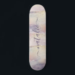 Girly purple pink glitter sparkle initial name skateboard<br><div class="desc">Girly purple pink glitter sparkle initial personalised name cornhole. Beautiful watercolor illustration,  a ideal birthday or Christmas gift. Perfect lift for your lady golfer friend or relative.</div>