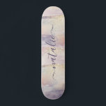 Girly purple pink glitter sparkle initial name skateboard<br><div class="desc">Girly purple pink glitter sparkle initial personalised name cornhole. Beautiful watercolor illustration,  a ideal birthday or Christmas gift. Perfect lift for your lady golfer friend or relative.</div>