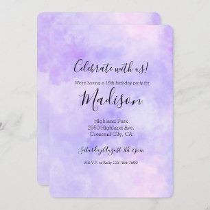 Girly Purple Pink Tie Dye Invitation