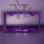 Girly Purple Shimmer and Sparkle Monogram Licence Plate Frame<br><div class="desc">Girly Purple Shimmer and Sparkle Monogram License Plate. This License Plate can be customised to add your name.</div>