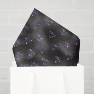 Girly Purple Sparkle Glitzy Black Diamonds Wedding Tissue Paper