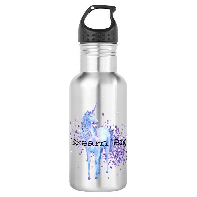 Girly Purple Sparkle Unicorn 532 Ml Water Bottle (Front)