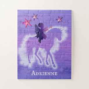 Girly Purple Unicorn Personalised Jigsaw Puzzle