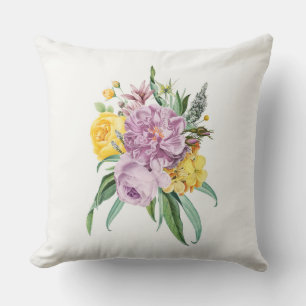 Girly Purple Yellow Chic floral Cushion