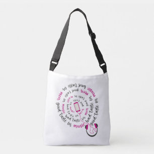 Girly quote Good taste in music bad taste in men Crossbody Bag