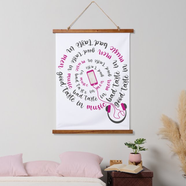 Girly quote Good taste in music bad taste in men Hanging Tapestry (Bedroom)