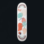 Girly Rainbow Abstract Shapes Monogram Skateboard<br><div class="desc">Fun and modern shapes with rainbows,  butterfly and ladybug makes a cool urban deck perfect for any skateboarder. Add your monogram initials to mark your spot. Perfect for sidewalk surfers and those who love to ride the pipes.</div>