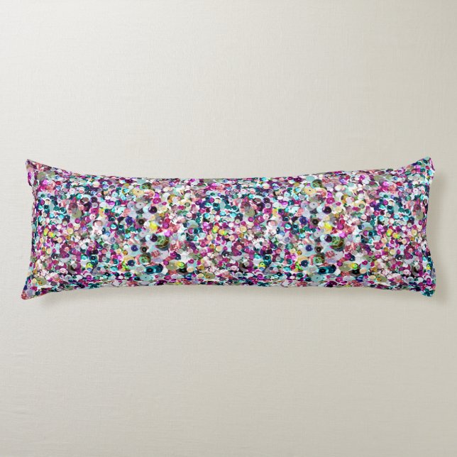 Girly Rainbow Faux Sequins Bling Body Cushion (Front)