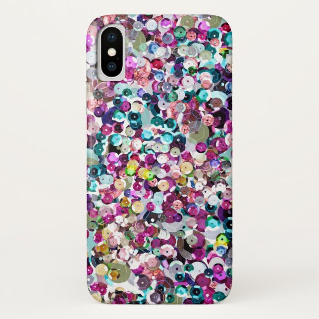 Girly Rainbow Faux Sequins Bling Case-Mate iPhone Case (Back)
