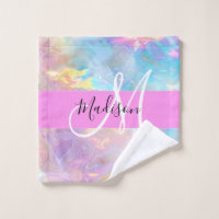 Girly Rainbow Holographic Iridescent Monogram Name