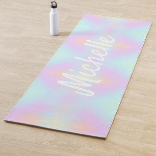 Girly Rainbow Script Name Yoga Mat