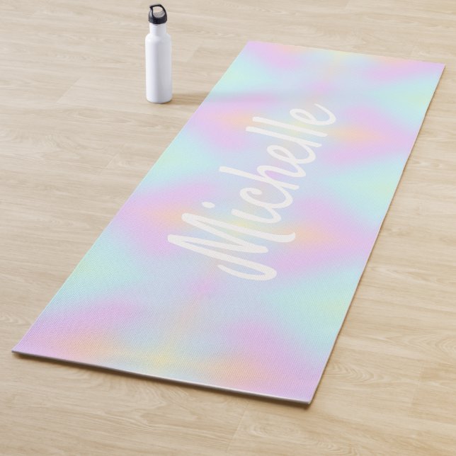 Girly Rainbow Script Name Yoga Mat (In Situ)