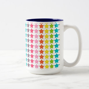 Girly Rainbow Stars Two-Tone Coffee Mug