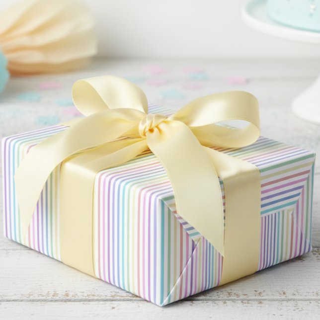 Girly Rainbow Stripes Wrapping Paper (Girly Rainbow Stripes Wrapping Paper for Her. Cute and Simple Multicolored Striped Pattern for Kids.)