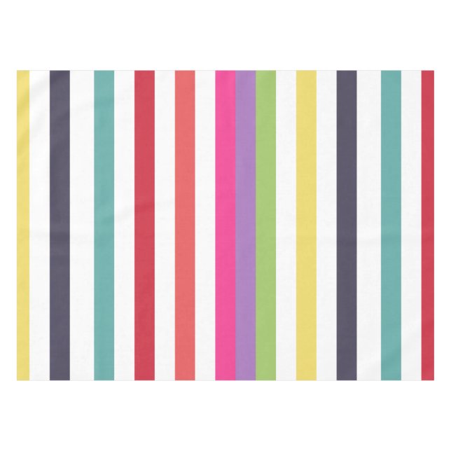 Girly Rainbow Wide Horizontal Stripes Pattern Tablecloth (Front (Horizontal))
