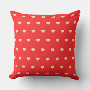 Girly Red and Gold Hearts Cushion