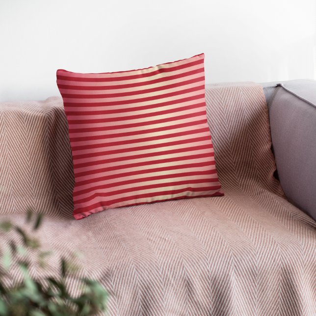 Girly Red and Pink Gradient Stripes Cushion (Creator Uploaded)