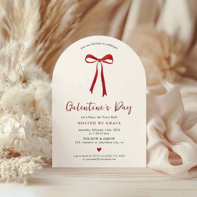 Girly Red Bow Galentine's Day Invitation (Creator Uploaded)