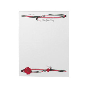 Girly Red Gerber Daisy Photos Flourish Borders Notepad