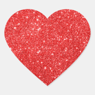 Girly Red Glitter Heart Sticker