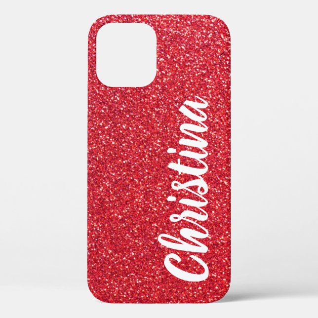 Girly Red Glitter Name Personalised Case-Mate iPhone Case (Back)