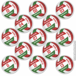 girly red green volleyball player names set 13