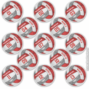 girly red grey volleyball custom players names