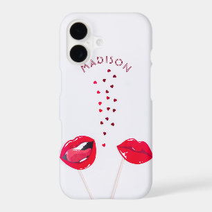 Girly Red Lips Hearts Personalised Name LGBT