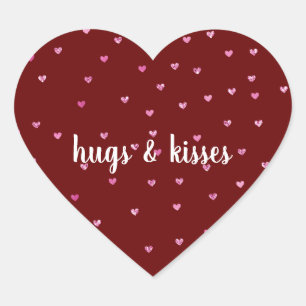 Girly Red Pink Glitter Glam Hearts Heart Sticker