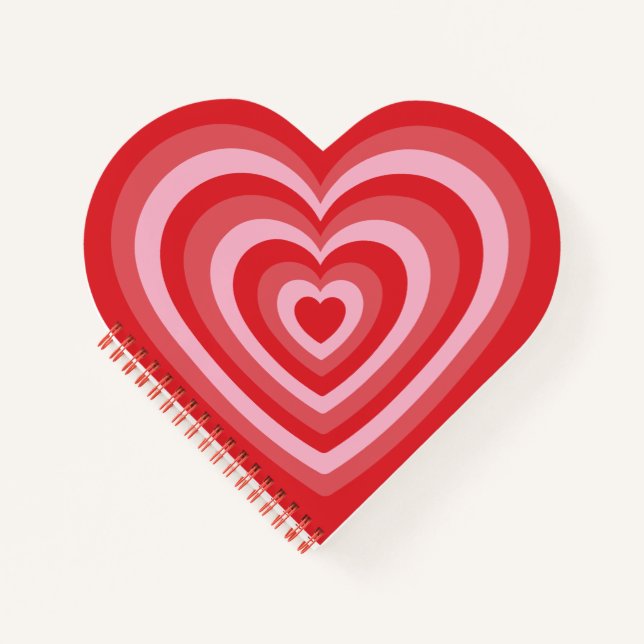Girly Red Pink Heart Y2K Pattern Notebook (Front)