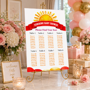 Girly Red Sunshine Baby Shower Seating Chart
