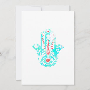 Girly red teal watercolor Hamsa Hand of Fatima