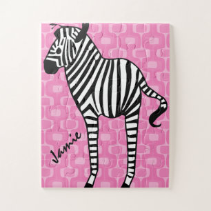 Girly Retro Mod Zebra Lovers Gifts Jigsaw Puzzle