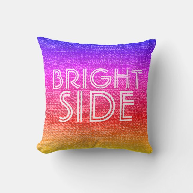 Girly Retro Rainbow Bright Side Happy Cushion (Front)