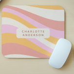 Girly Retro Vintage Wave Abstract Trendy Feminine Mouse Pad<br><div class="desc">Girly Retro Vintage Wave Personalised Name Mousepads Mouse Pads features a retro wave in shades of pink,  orange and white with an overlay of your personalised name. Perfect gift for her for Christmas,  birthday,  holidays,  school,  work,  college and more. Designed by © Evco Studio www.zazzle.com/store/evcostudio</div>