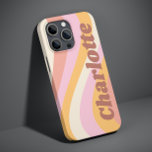 Girly Retro Vintage Wave Personalised Name Case-Mate iPhone 14 Case<br><div class="desc">Girly Retro Vintage Wave Personalised Name iPhone Smart Phone Cases features a retro wave in shades of pink, orange and white with your personalised name in elegant trendy modern script accented. Personalise by editing the text in the text box provided. Perfect for birthday, Christmas, Mother's Day, baby showers, bridal showers,...</div>