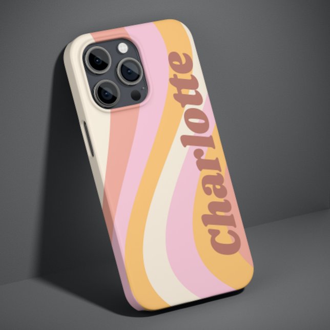 Girly Retro Vintage Wave Personalised Name Case-Mate iPhone Case (Creator Uploaded)