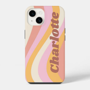 Girly Retro Vintage Wave Personalised Name iPhone 14 Case