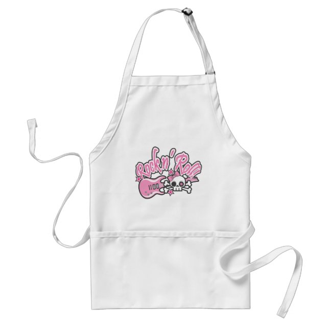 Girly Rock n' Roll Skull Standard Apron (Front)
