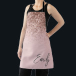 Girly Rose Gold Blush Pink Glitter Monogram Apron<br><div class="desc">Girly Rose Gold - Blush Pink Sparkle Glitter Brushed Metal Monogram Name Apron. This makes the perfect sweet 16 birthday,  wedding,  bridal shower,  anniversary,  baby shower or bachelorette party gift for someone that loves glam luxury and chic styles.</div>