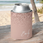 Girly Rose Gold Blush Pink Glitter Monogram Can Cooler<br><div class="desc">Girly  Rose Gold - Blush Pink Glitter and Sparkle Elegant Birthday or Bachelorette Party Can Coolers. These Wedding,  Bridal Shower or Birthday Party Can Coolers can be customised to include your first name. Please contact the designer for customised matching items.</div>