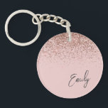 Girly Rose Gold Blush Pink Glitter Monogram Key Ring<br><div class="desc">Girly Rose Gold - Blush Pink Sparkle Glitter Script Monogram Name Keychain. This makes the perfect sweet 16 birthday,  wedding,  bridal shower,  anniversary,  baby shower or bachelorette party gift for someone that loves glam luxury and chic styles.</div>
