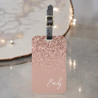 Girly Rose Gold Blush Pink Glitter Monogram