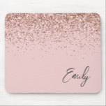 Girly Rose Gold - Blush Pink Glitter Monogram Mouse Pad<br><div class="desc">Rose Gold - Blush Pink Sparkle Glitter Brushed Metal Monogram Name and Initial Mousepad (mouse pad). This makes the perfect sweet 16 birthday,  wedding,  bridal shower,  anniversary,  baby shower or bachelorette party gift for someone that loves glam luxury and chic styles.</div>
